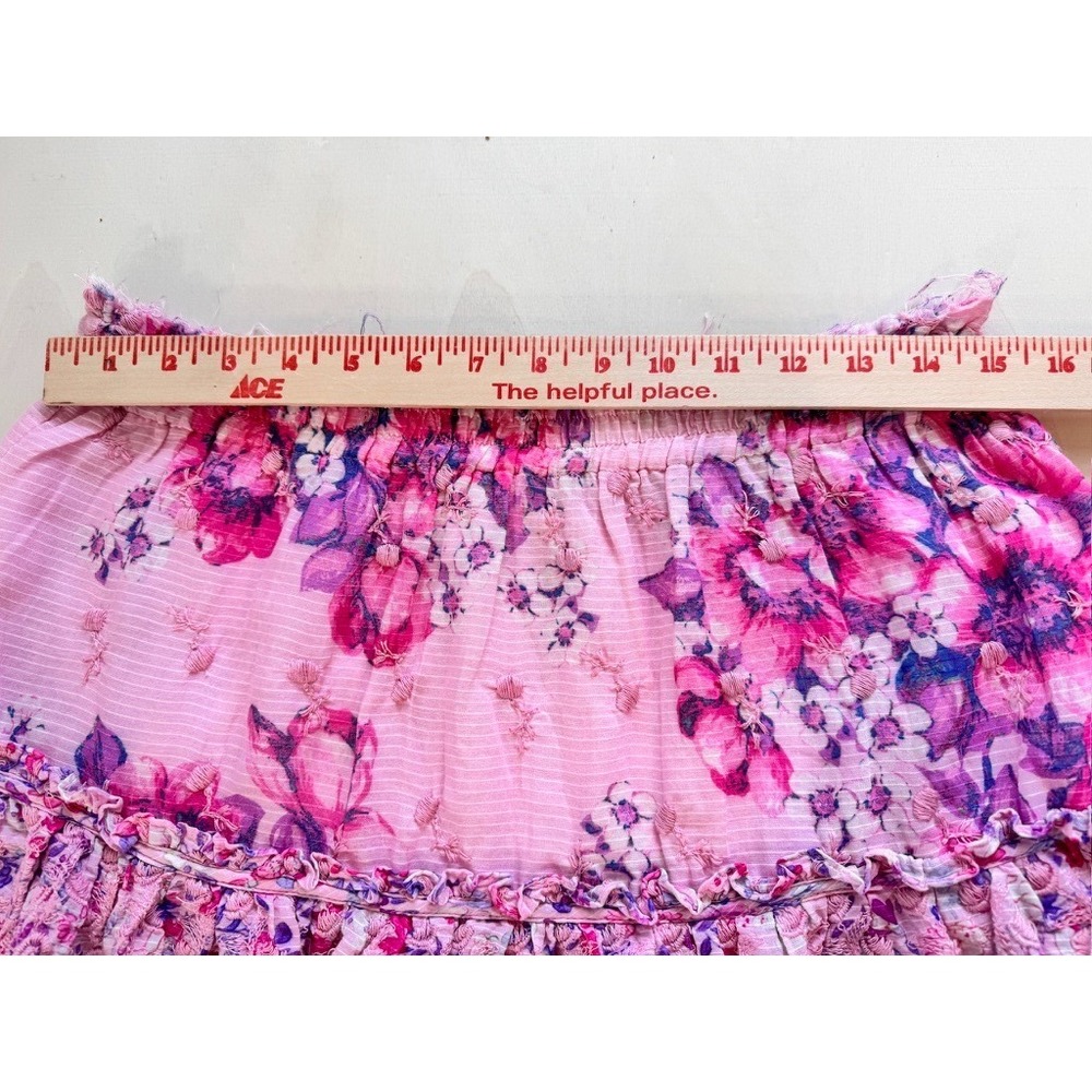Loveshackfancy Cairo SkirtGarden Glow Pink Large Floral Mini Tiered Ruffled - Picture 9 of 11